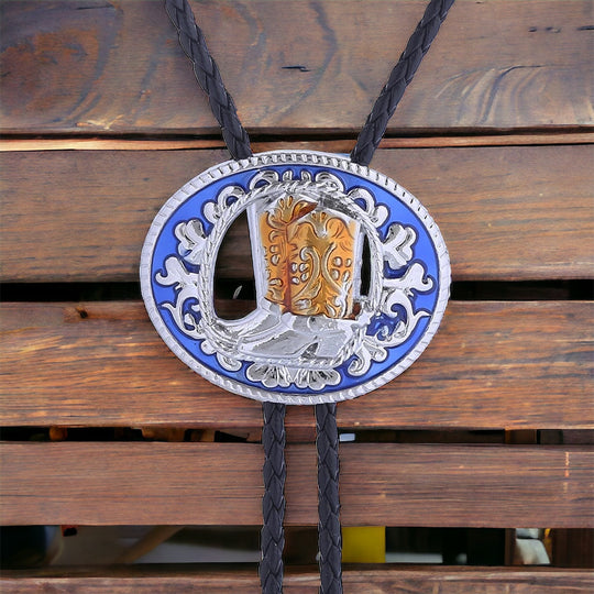 Bolo tie pour bottes d'équitation de style occidental avec arabesques antiques en argent