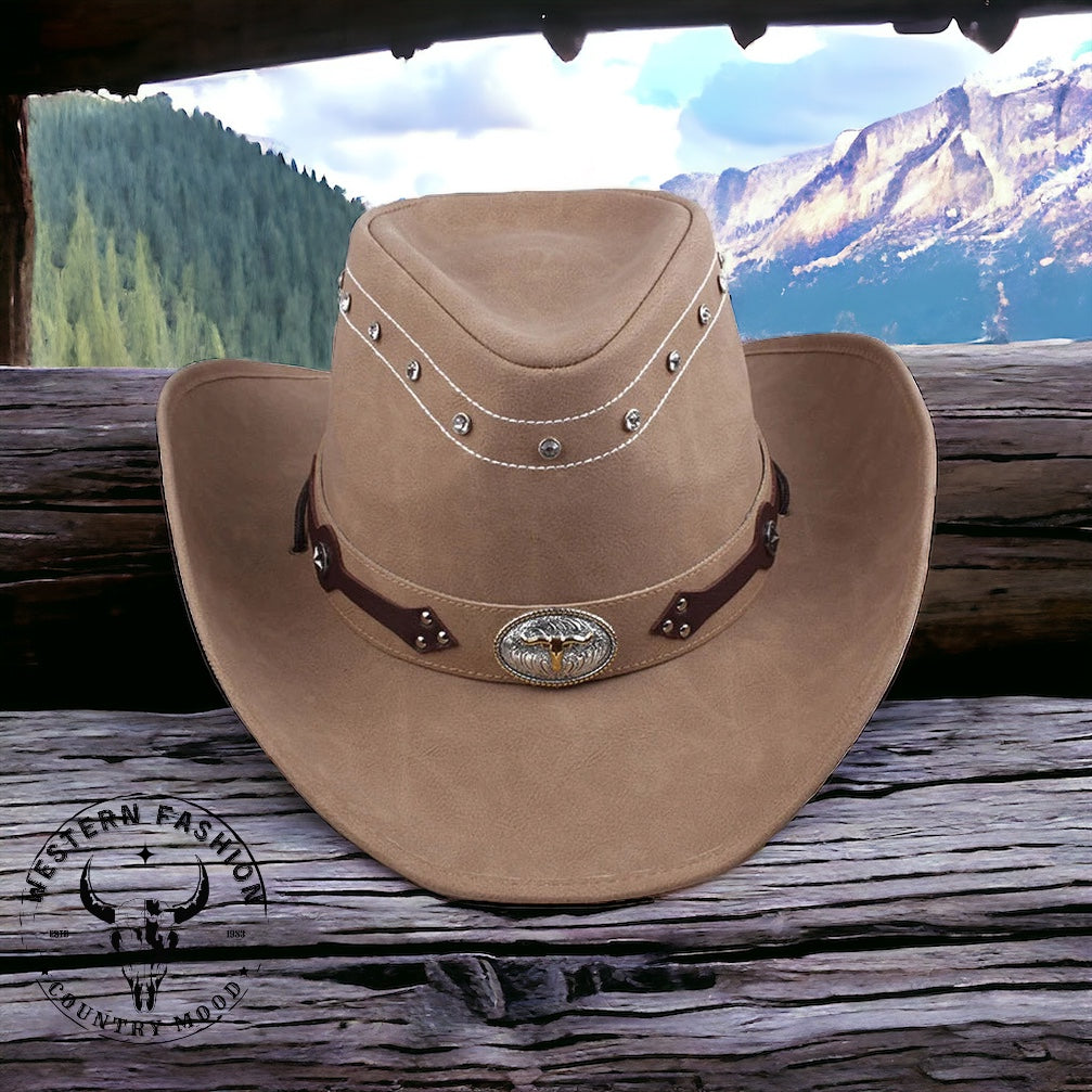 Chapeau de Cowboy Western en Cuir 100% pour Hommes - Élégant et Raffiné