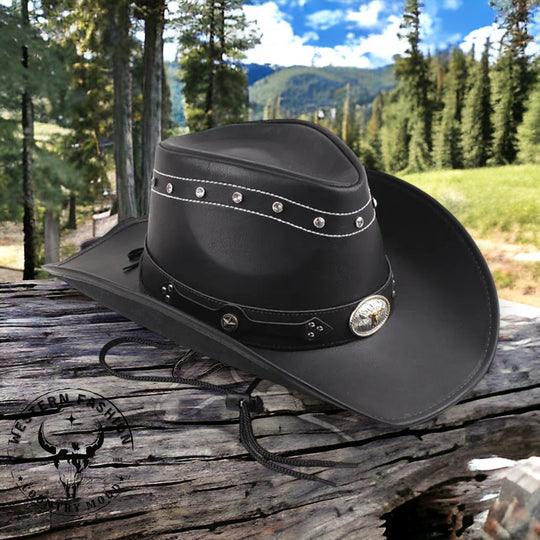 Chapeau de Cowboy Western en Cuir 100% pour Hommes - Élégant et Raffiné