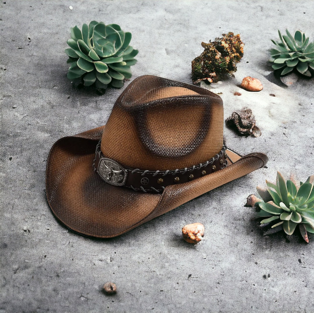 Chapeau de Cowboy Vintage Tissé pour Hommes et Femmes - Élégant Chapeau de Paille pour la Plage et les Sorties dans les festivals Country