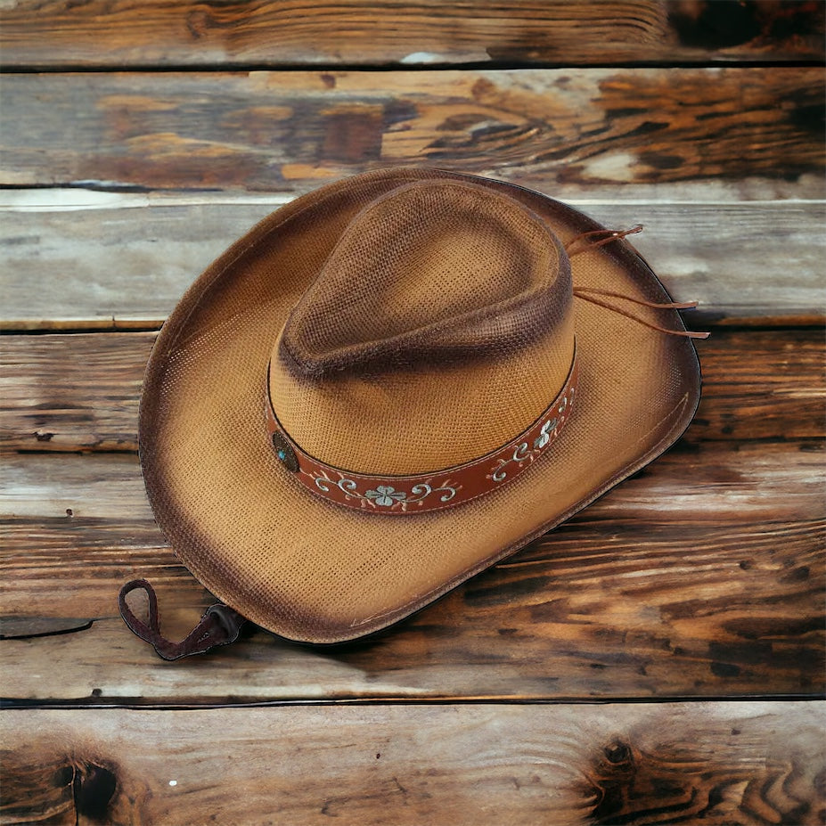 Chapeau de Cowboy Rétro Élégant en Paille Vintage pour Homme et Femme