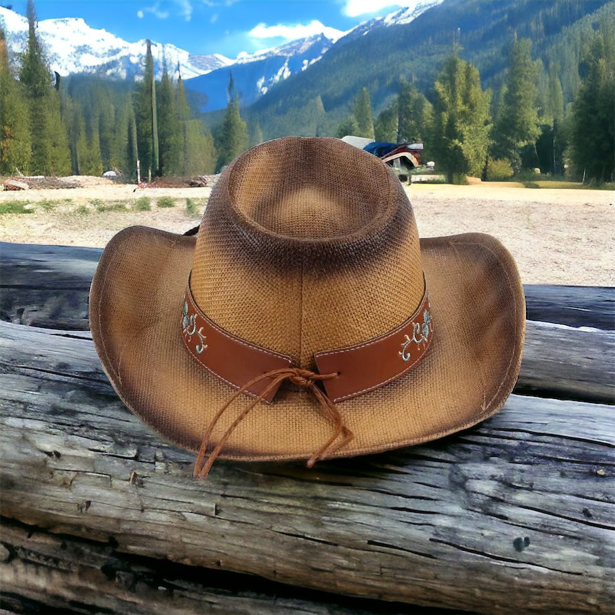 Chapeau de Cowboy Rétro Élégant en Paille Vintage pour Homme et Femme