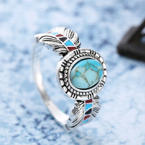 Bague pour femme en argent sterling 925 turquoise naturelle réglable Bague pour femme en argent sterling 925 turquoise naturelle réglable